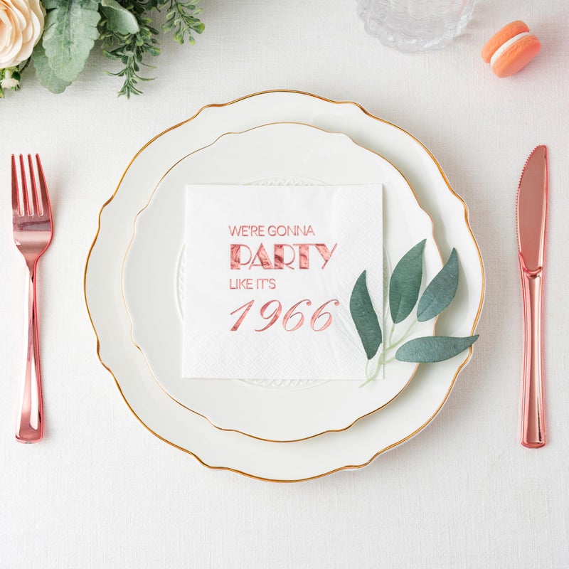 Crisky 60th Birthday Cocktail Napkins Rose Gold for Women 60th Birthday Party Decorations for Cake Dessert Berverage Table, 60th Birthday Party Supplies,50 Pcs Disposable Napkins, 3-Ply - Image 3
